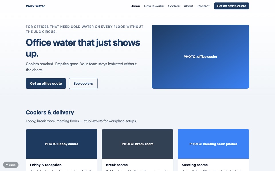 Homepage of Work Water